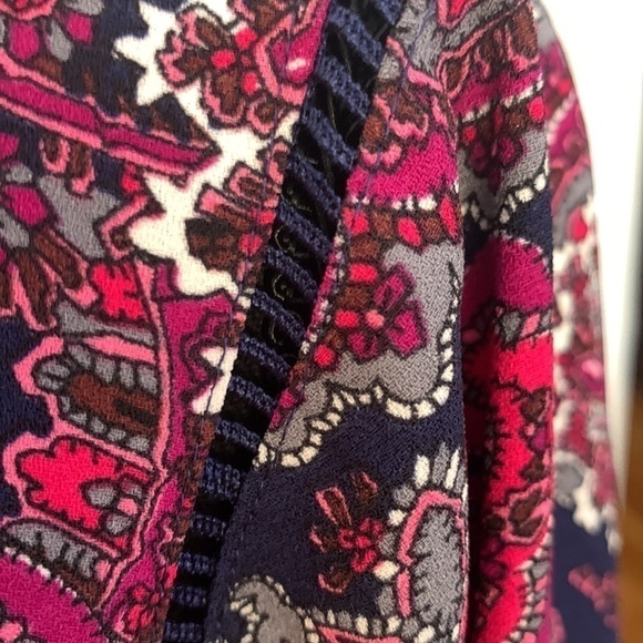 Talbots 3/4 sleeve navy Fuchsia print Talbots MP - Picture 4 of 7